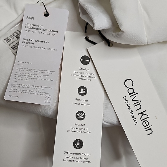 Calvin Klein White Puffer Coat Jacket with Hood - Picture 15 of 16